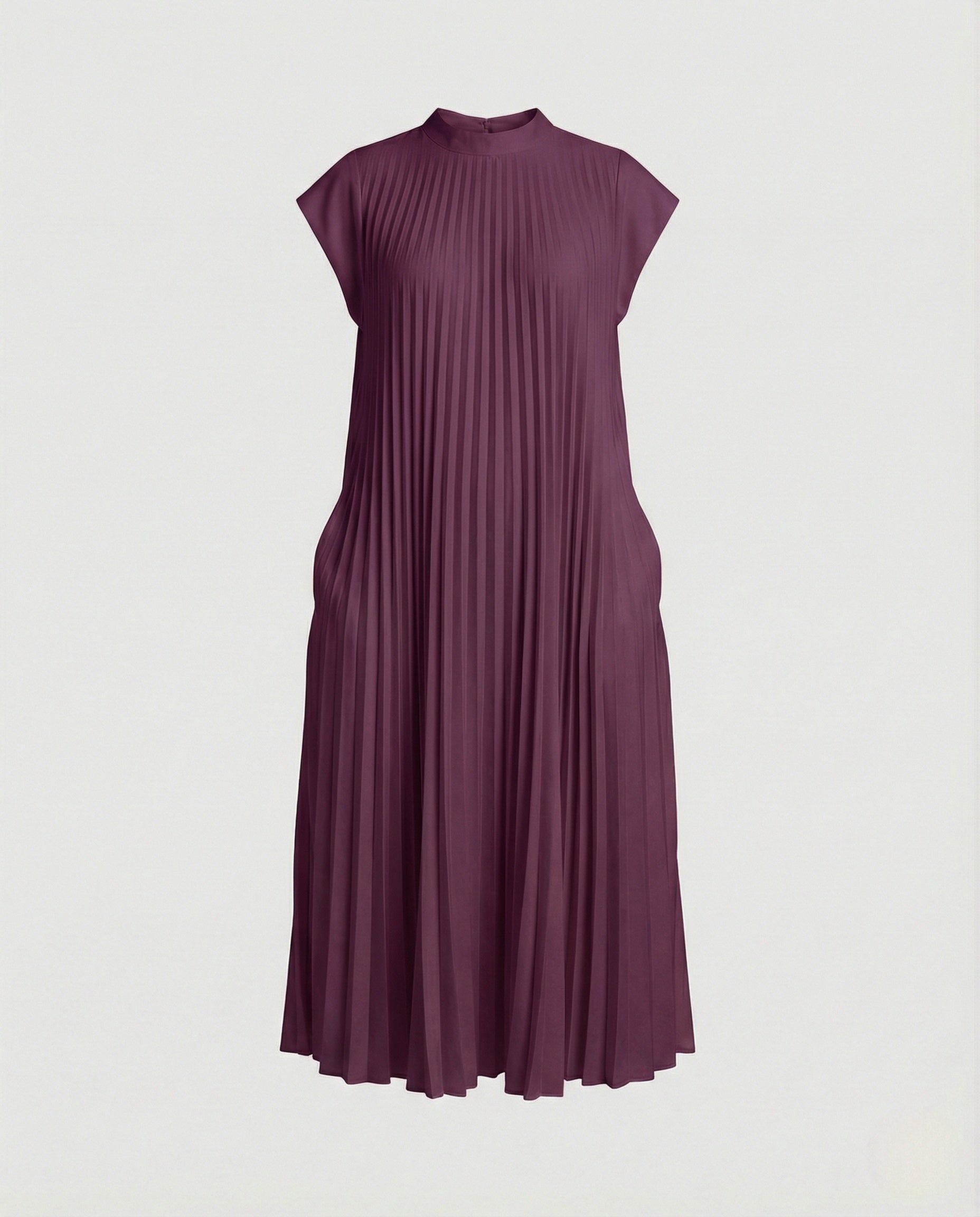 Women's Pleated A-Line Maxi Dress with Pockets