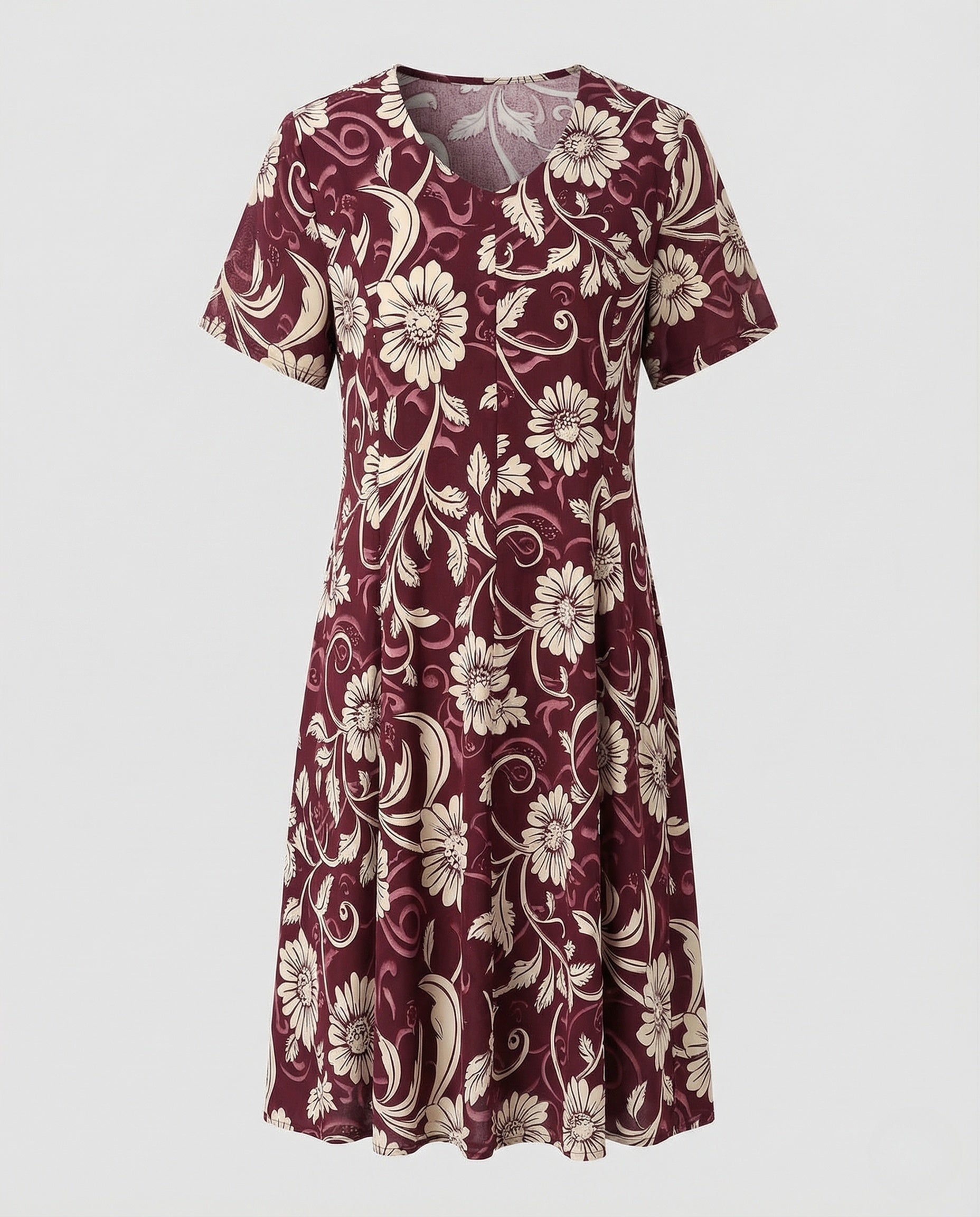 Women's Knee-Length A-Line Dress with Ornament Print