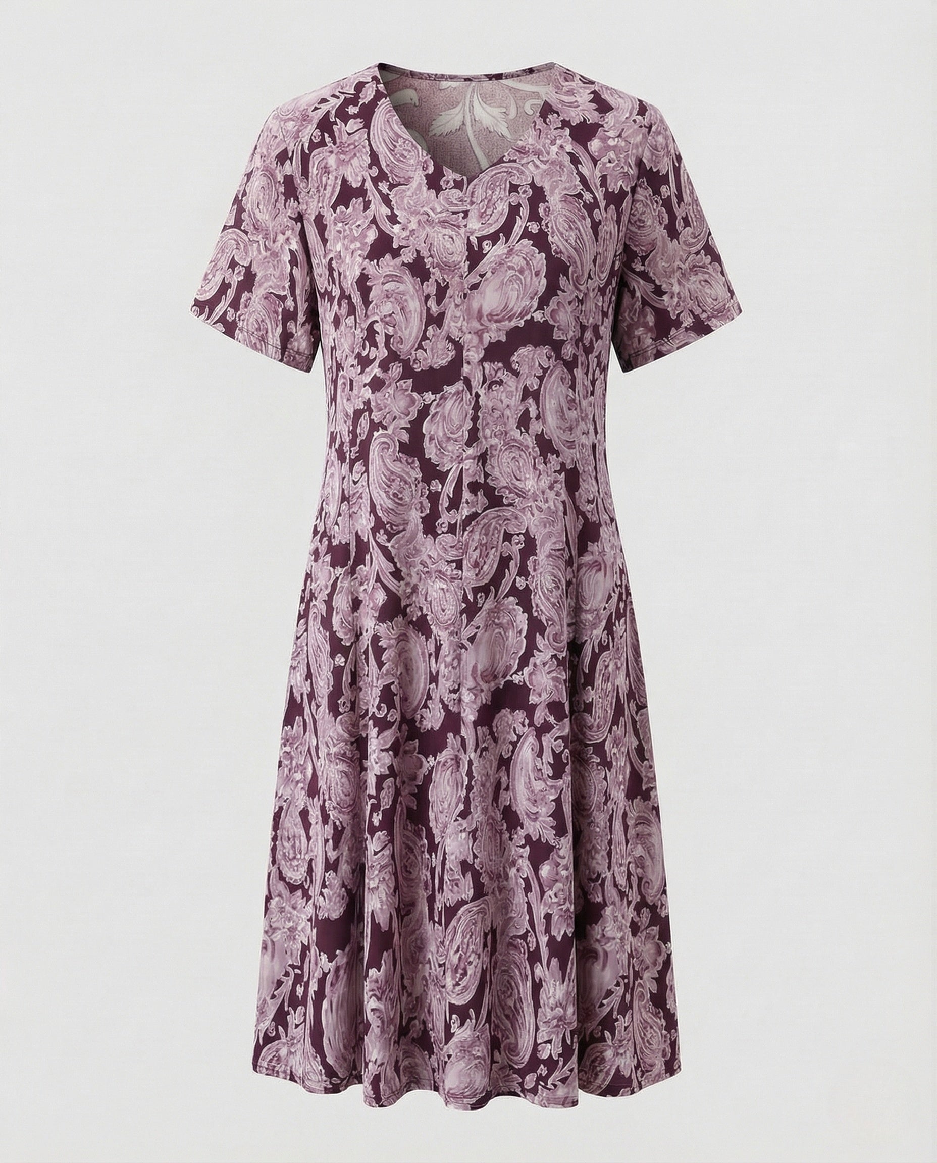 Women's Knee-Length A-Line Dress with Ornament Print