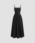 Women's Sleeveless Evening Dress with Square Neckline