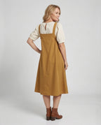 Women's Sleeveless Overall Dress with Pleated Skirt - Back View