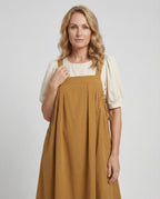 Women's Sleeveless Overall Dress with Pleated Skirt - Upper Body View