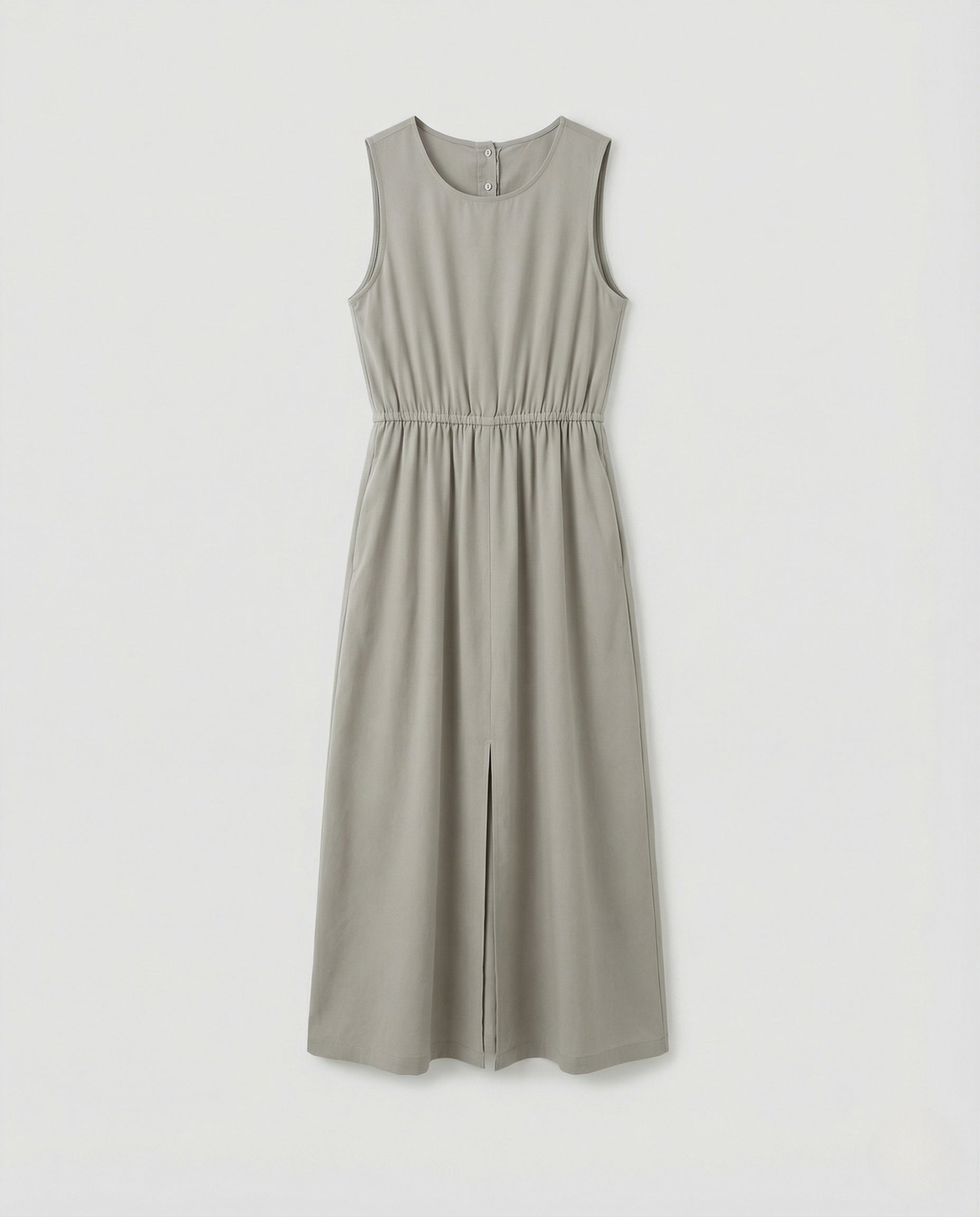 Women's Sleeveless Linen Midi Dress with Pockets