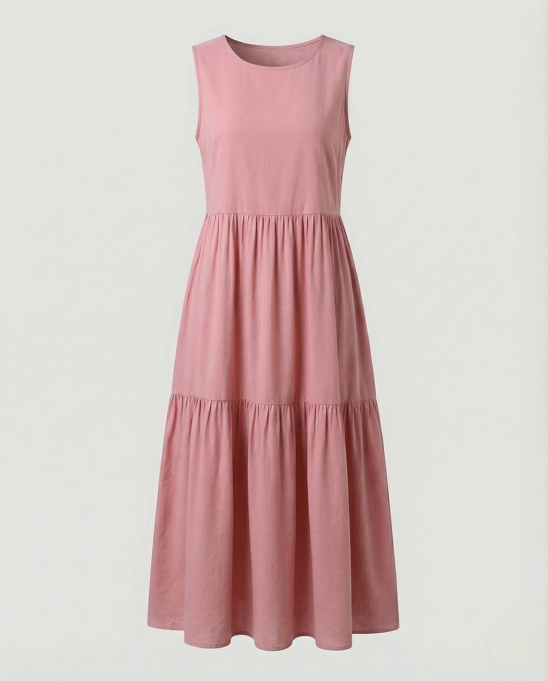 Women's Sleeveless Maxi Tiered Dress with Print