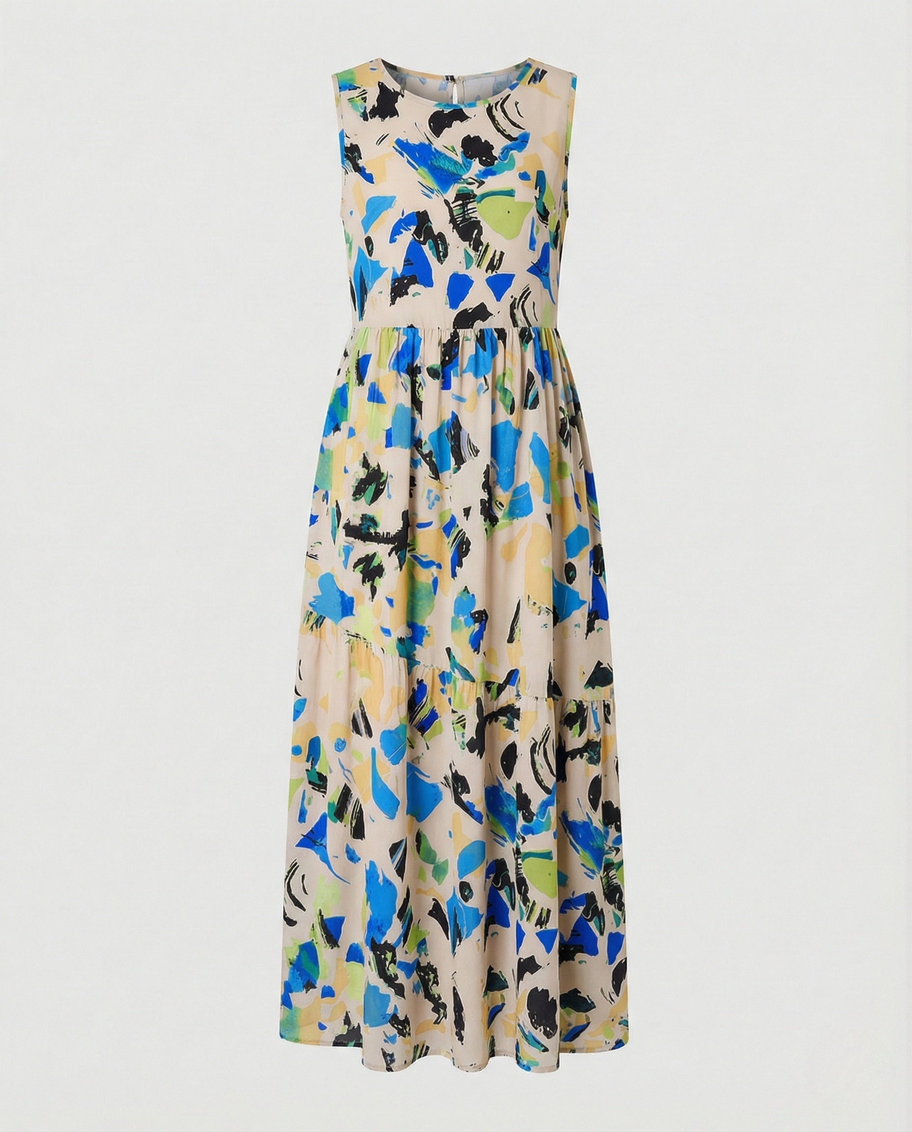Women's Sleeveless Maxi Dress with Butterfly Print