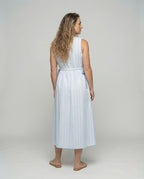 Women's Sleeveless A-Line Midi Dress with Drawstring - Back View