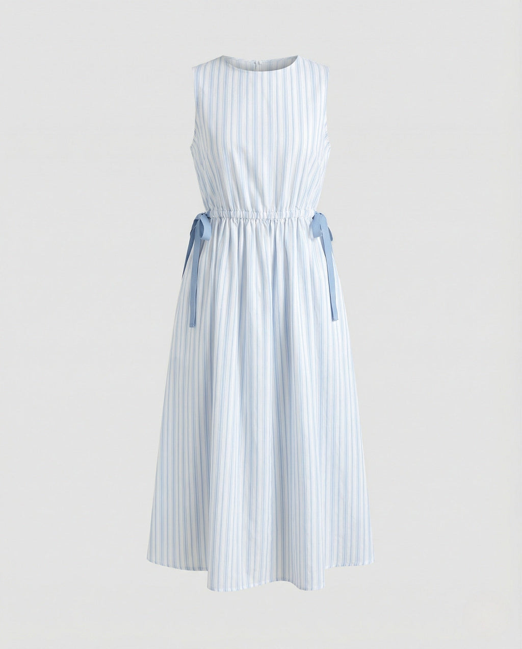 Women's Sleeveless A-Line Midi Dress with Drawstring