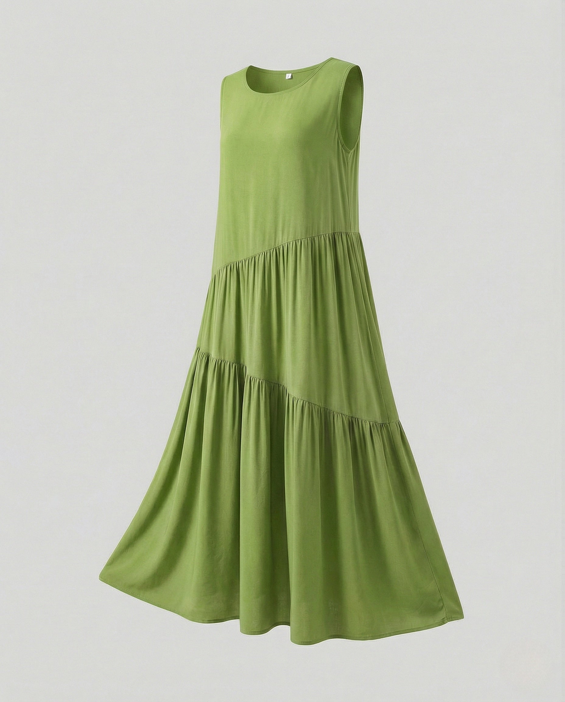 Women's Sleeveless Tiered Maxi Dress with Viscose