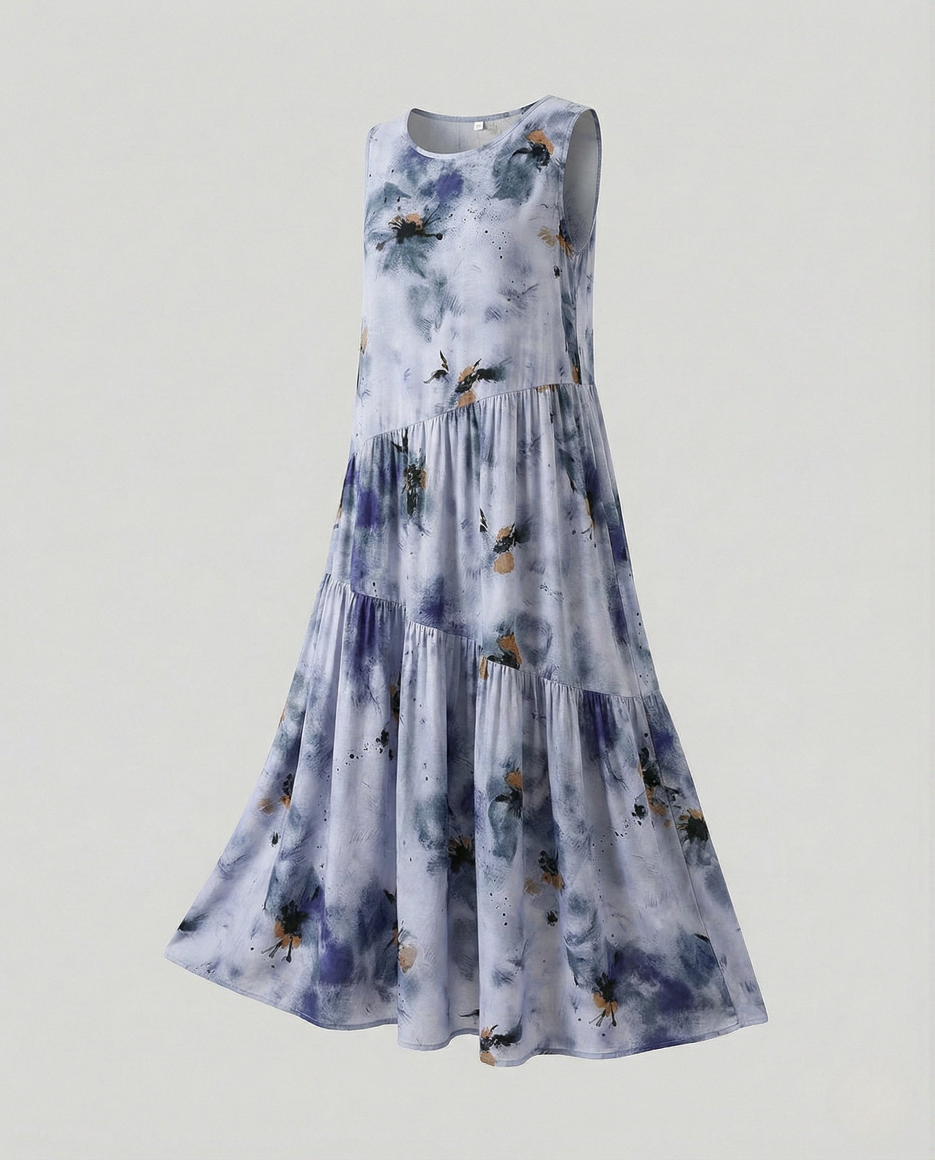 Women's Sleeveless Tiered Maxi Dress with Viscose