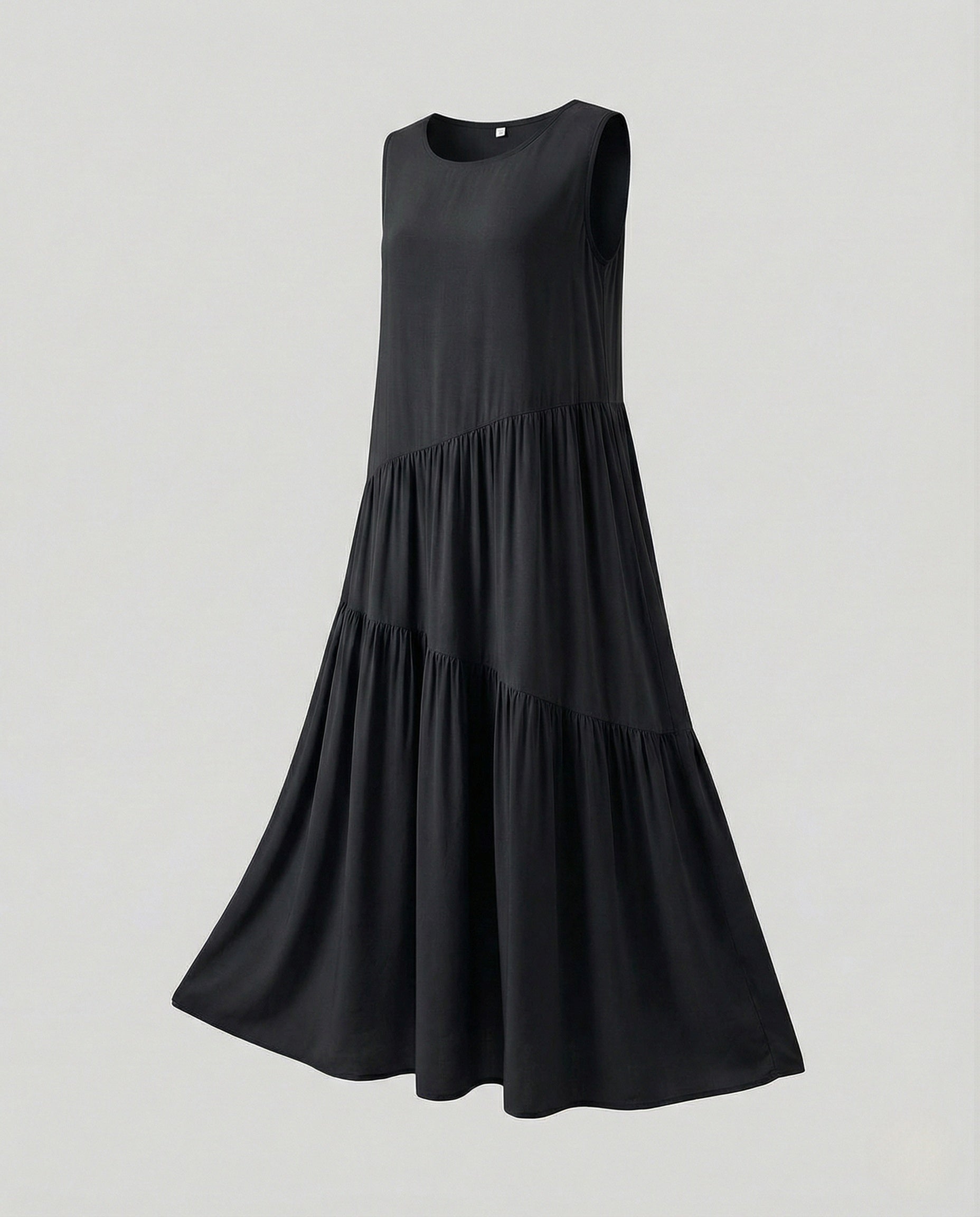 Women's Sleeveless Tiered Maxi Dress with Viscose