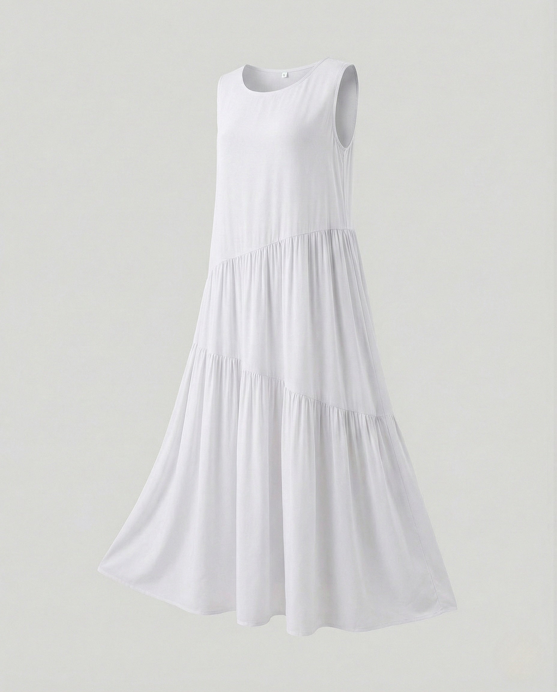 Women's Sleeveless Tiered Maxi Dress with Viscose