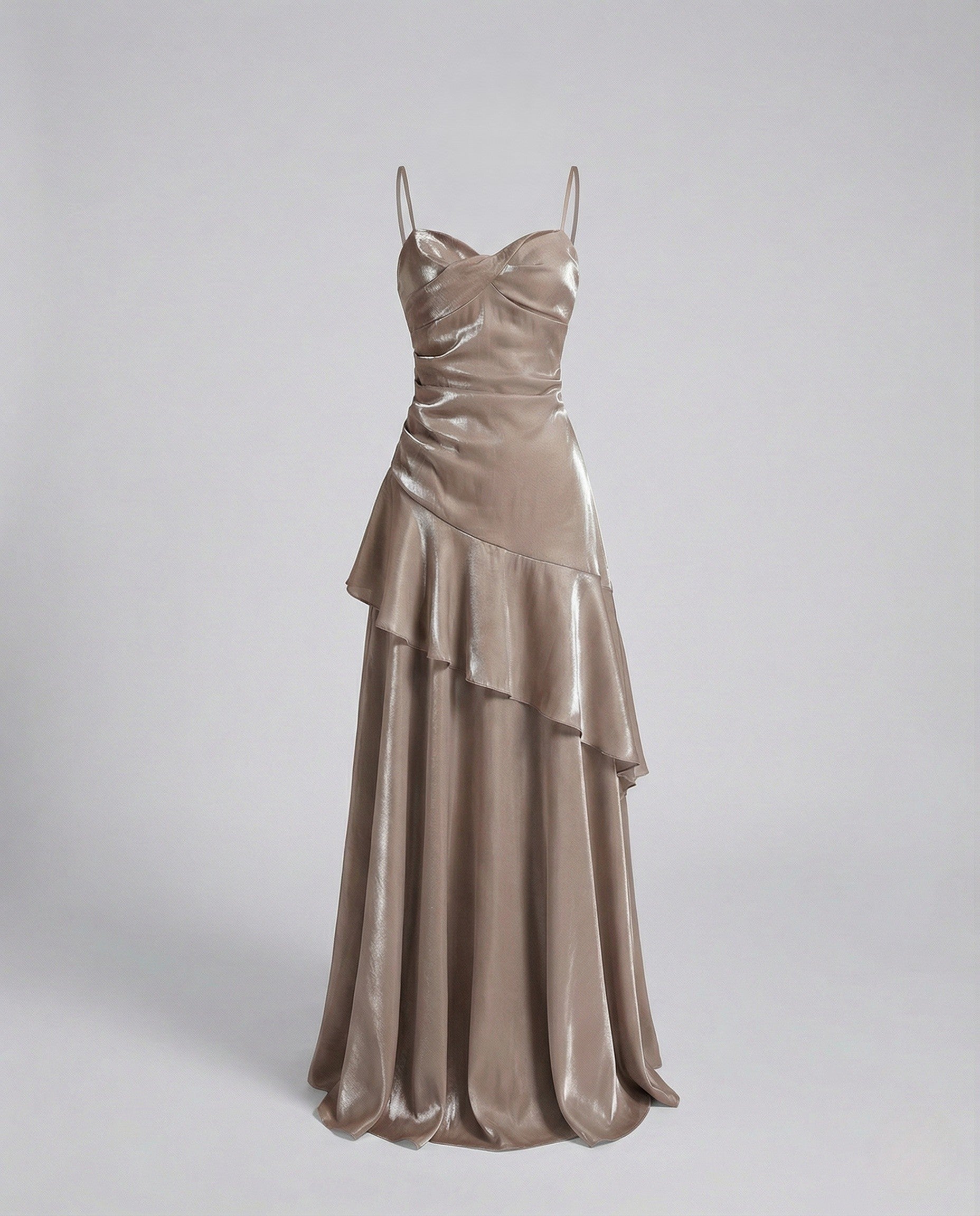 Women's Satin Evening Dress with Heart Neckline