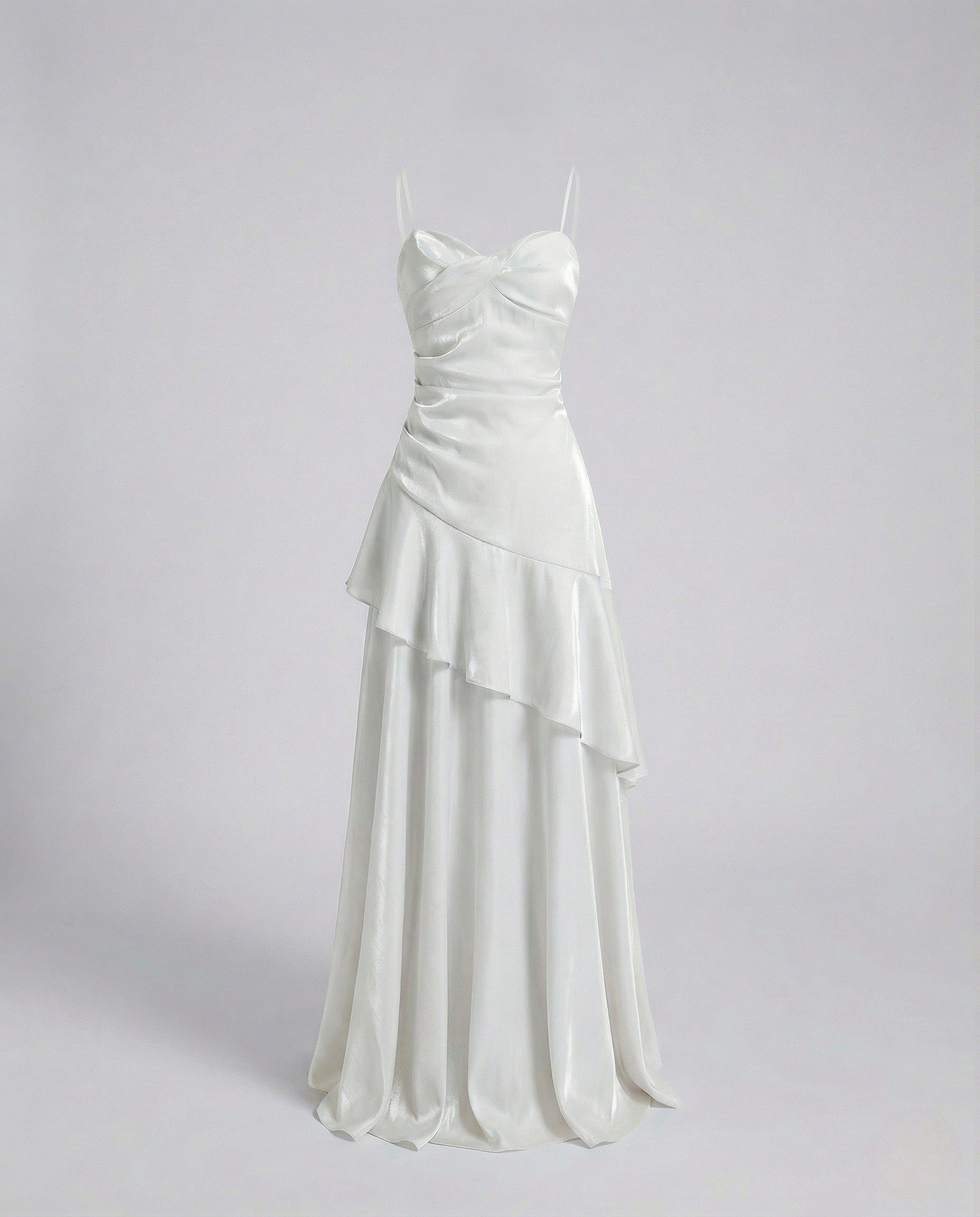 Women's Satin Evening Dress with Heart Neckline