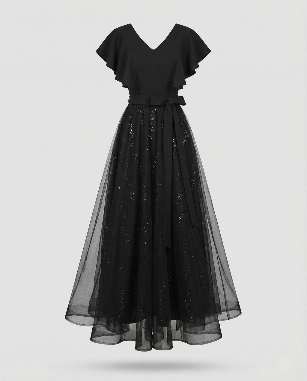 Women's Tulle Evening Dress with V-Neck