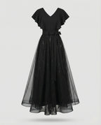 Women's Tulle Evening Dress with V-Neck