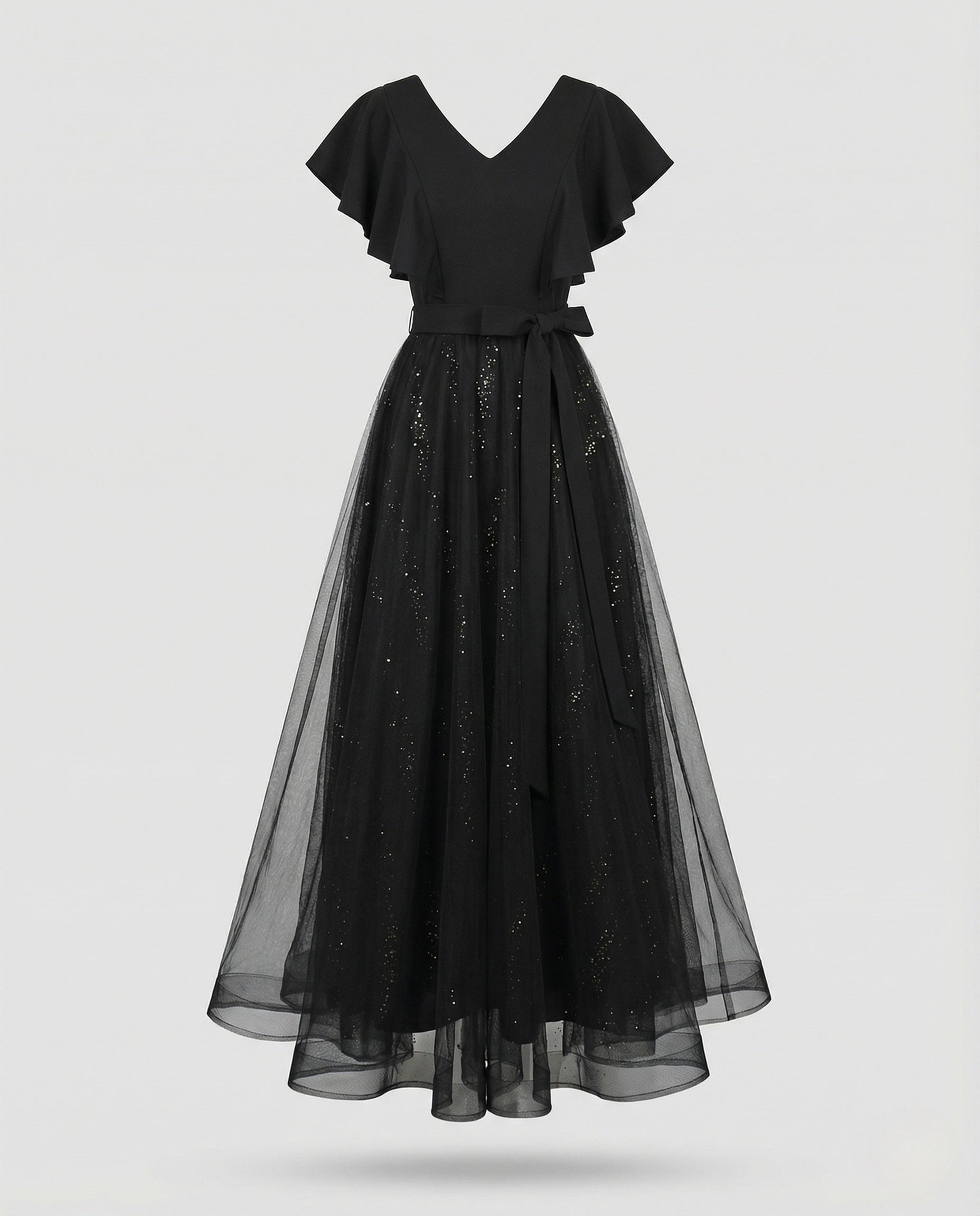 Women's Tulle Evening Dress with V-Neck