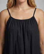 Women's Pleated Maxi Dress with Thin Straps - Close-Up Detail