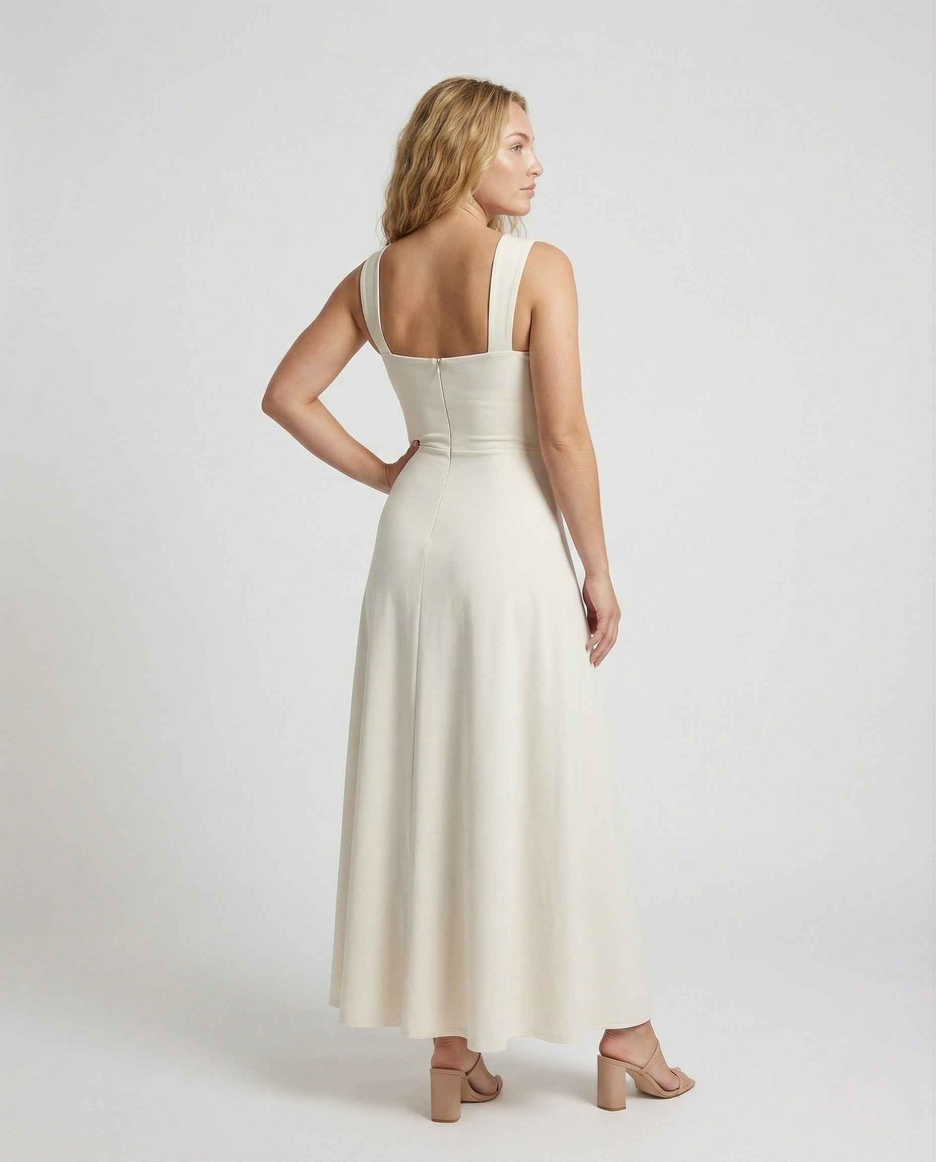 Women's Corset Dress with A-Line Skirt - Back View