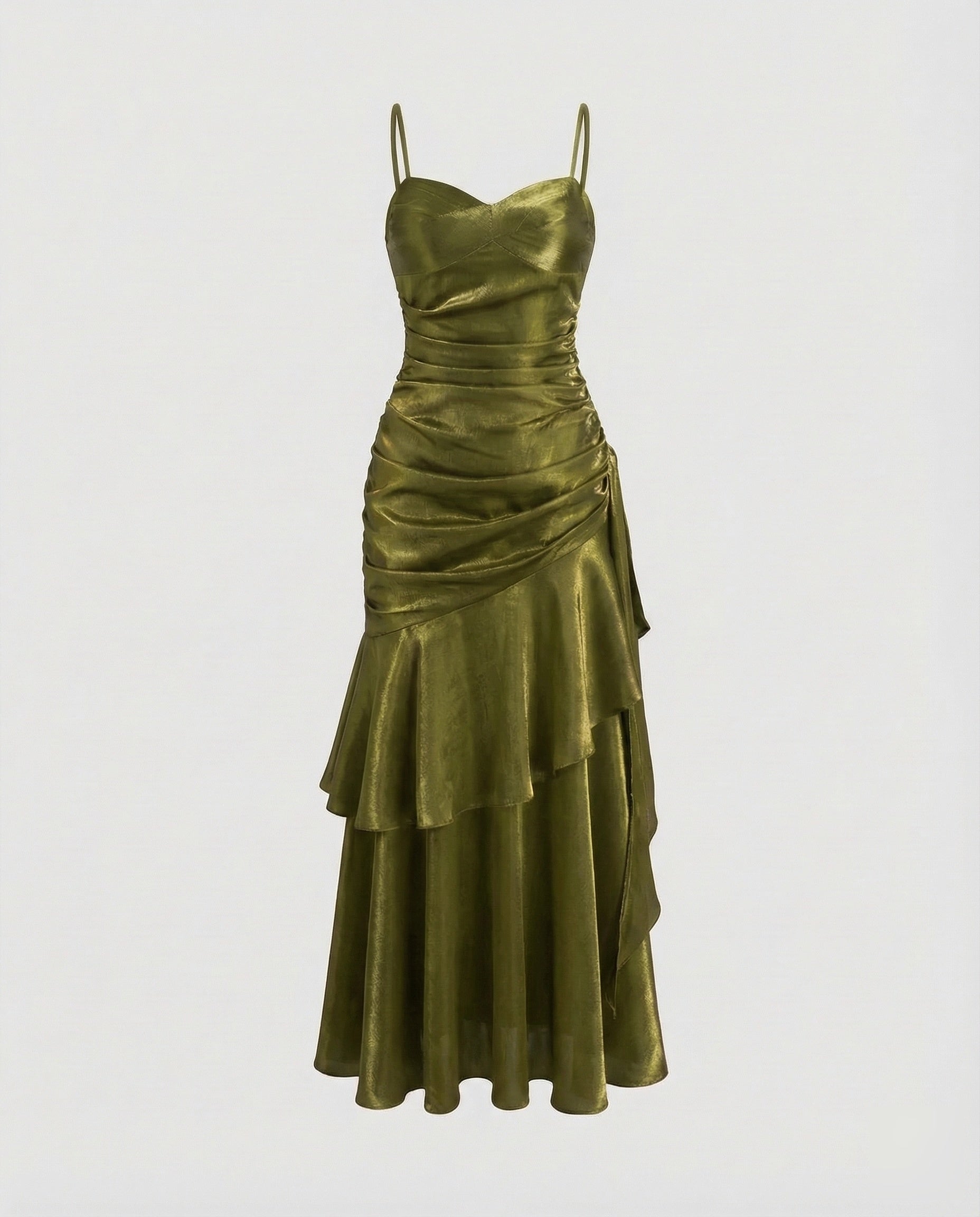 Women's Velvet Evening Dress with Ruffle Skirt