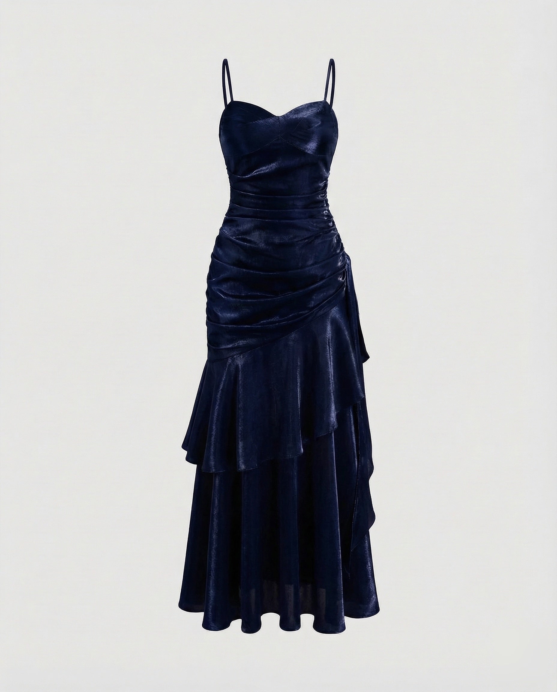 Women's Velvet Evening Dress with Ruffle Skirt