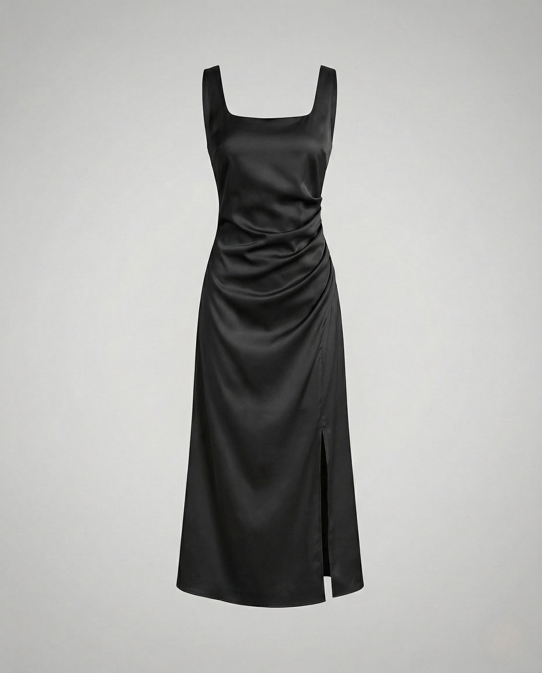 Women's Satin Evening Dress with High Slit