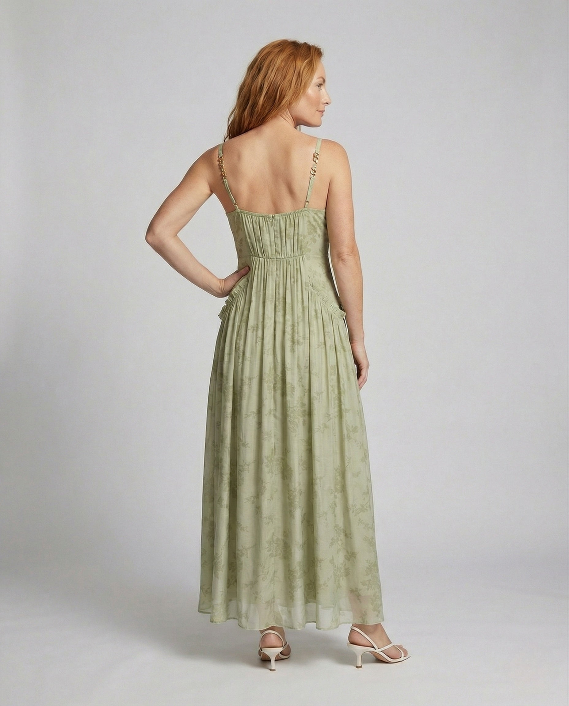 Women's Jacquard Maxi Dress with Bustier - Back View