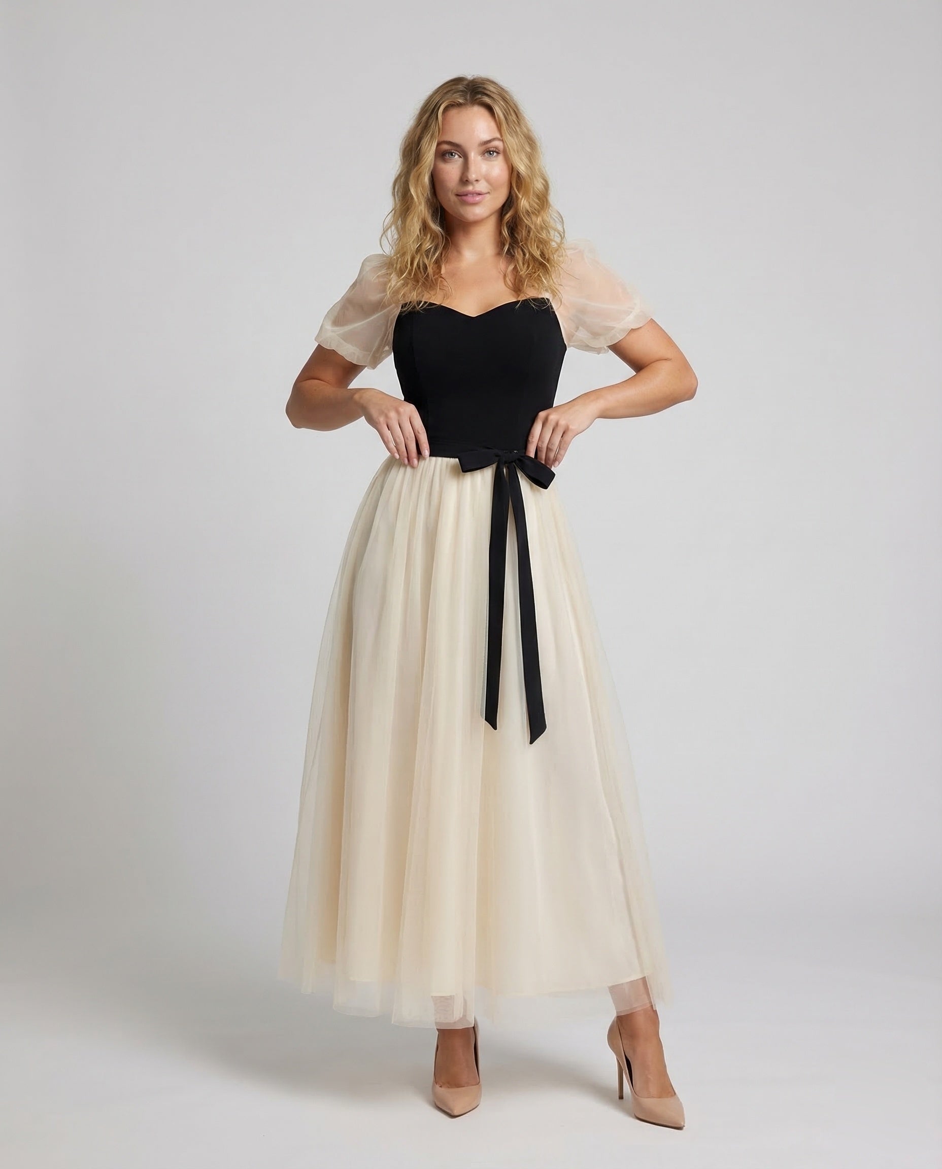 Women's Gala Maxi Dress with Tulle Skirt - Front View