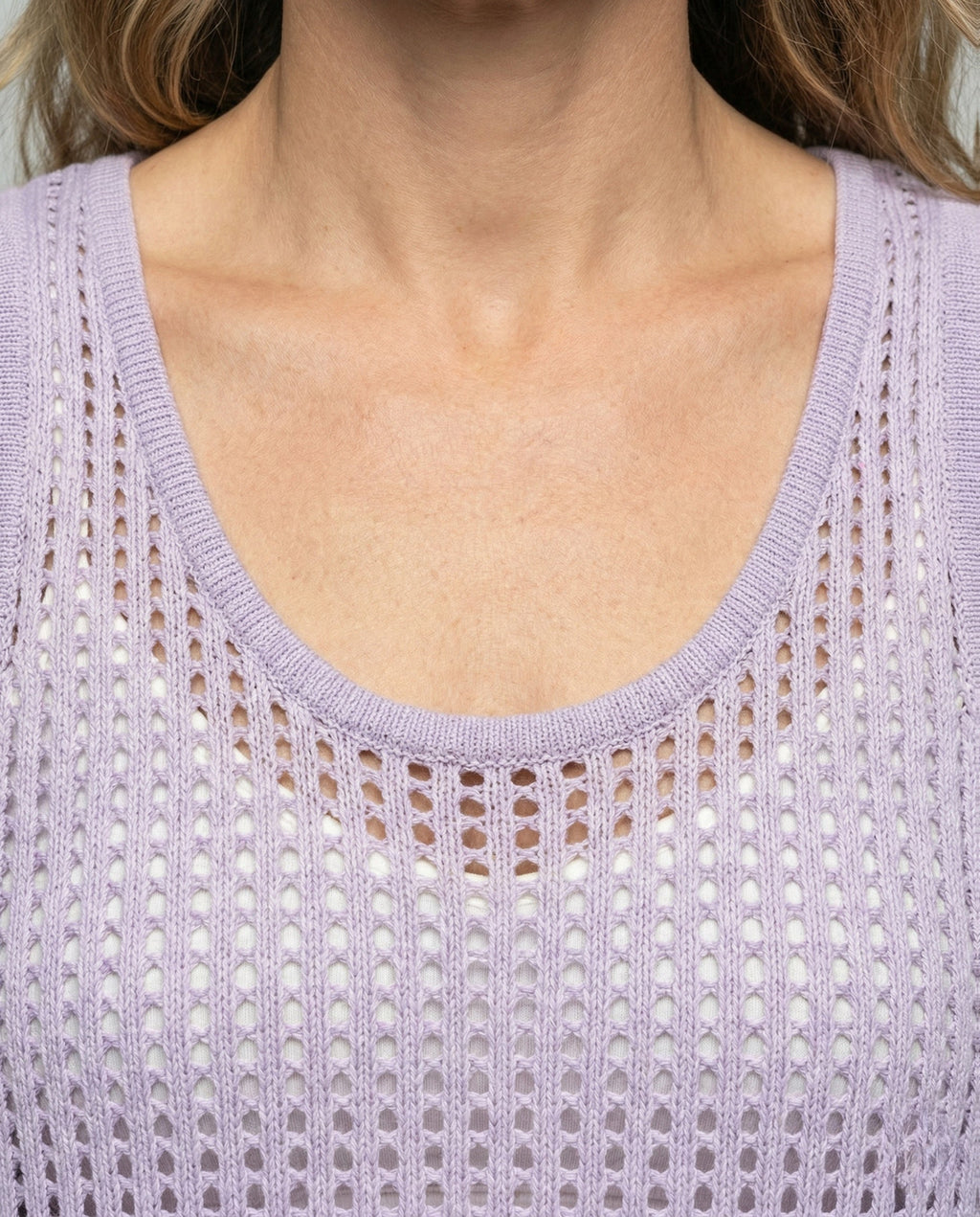 Women's Crocheted Maxi Dress in A-Line - Close-Up Detail