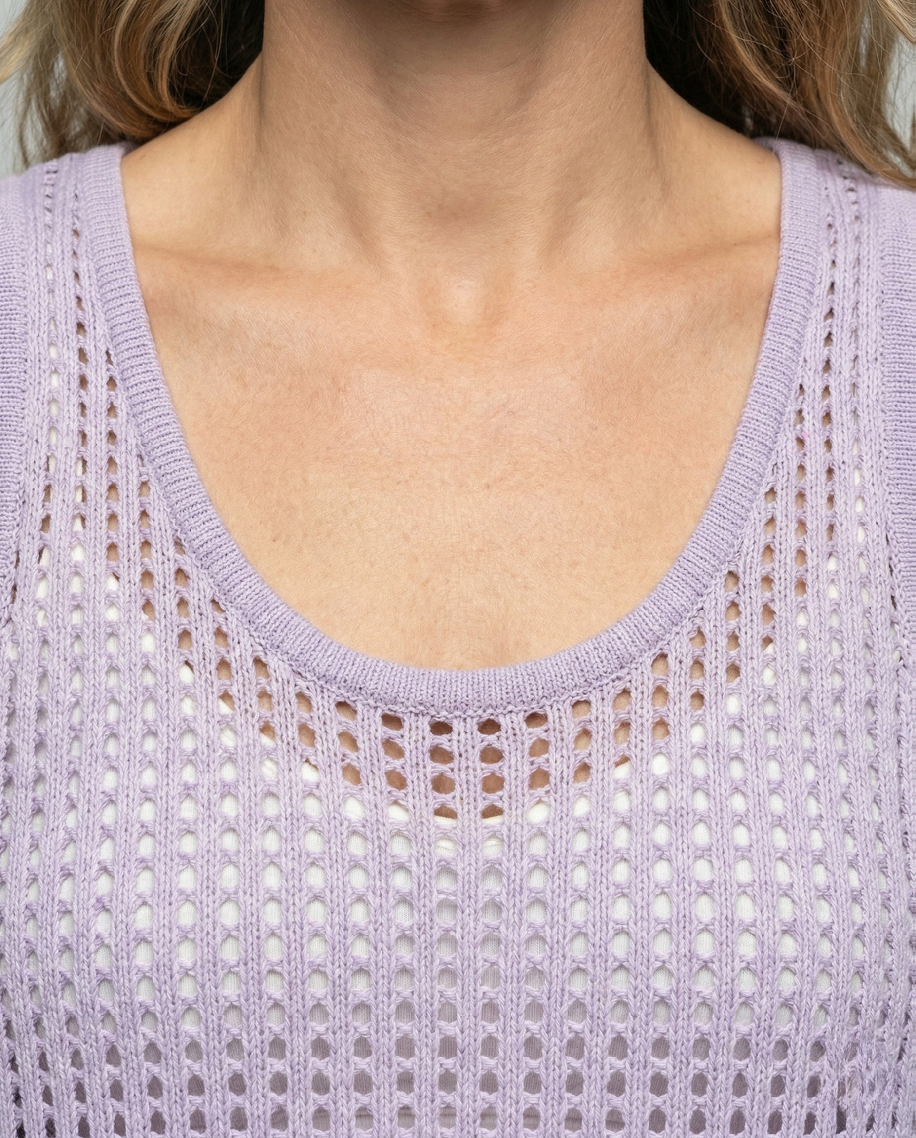 Women's Crocheted Maxi Dress in A-Line - Close-Up Detail