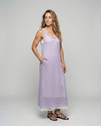 Women's Crocheted Maxi Dress in A-Line - Front View