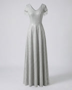 Women's Glittering Evening Dress with Fringe Sleeves