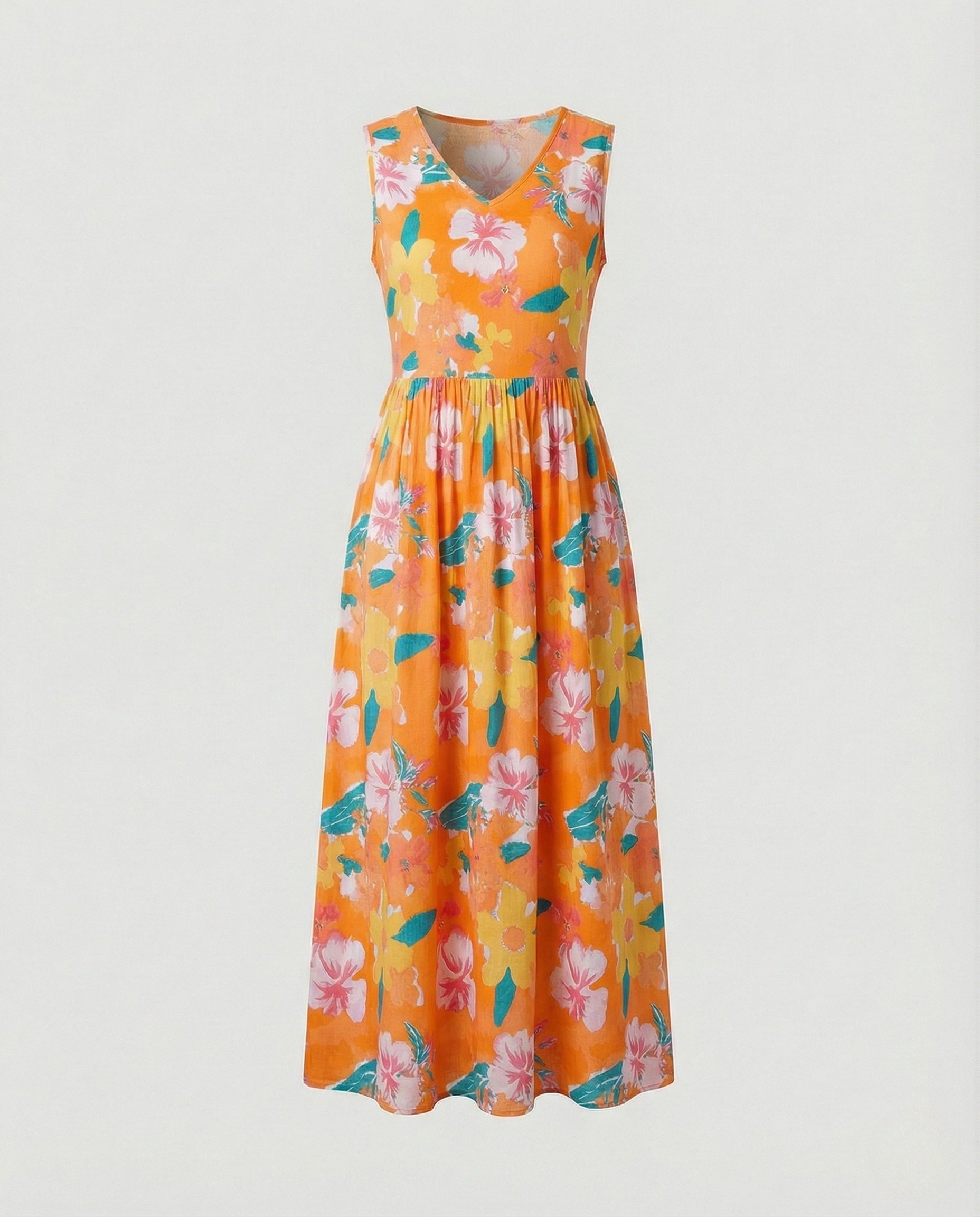 Women's Ankle-Length Casual Dress with Pockets
