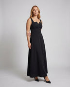 Women's Long Evening Gown with Puff Sleeves - Front View