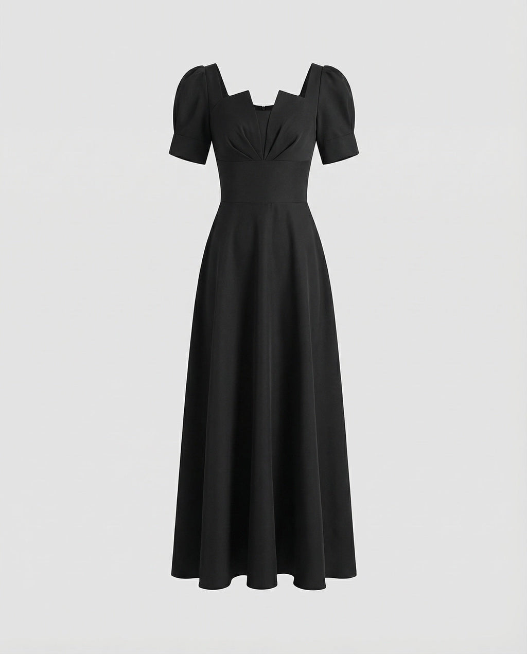 Women's Long Evening Gown with Puff Sleeves