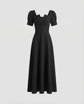 Women's Long Evening Gown with Puff Sleeves