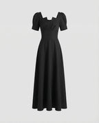 Women's Long Evening Gown with Puff Sleeves