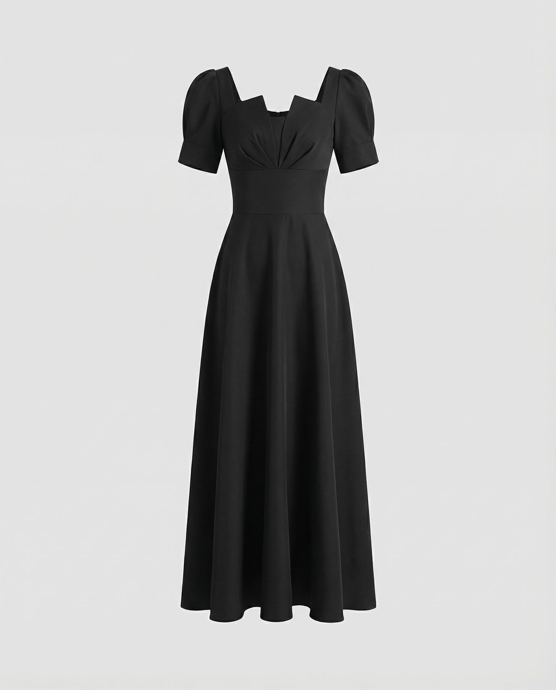 Women's Long Evening Gown with Puff Sleeves