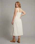 Women's Long A-Line Dress with Slit - Back View