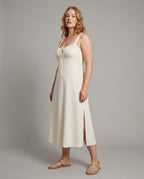 Women's Long A-Line Dress with Slit - Front View