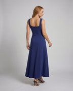 Women's Stretch Jersey Dress with Square Neckline - Back View