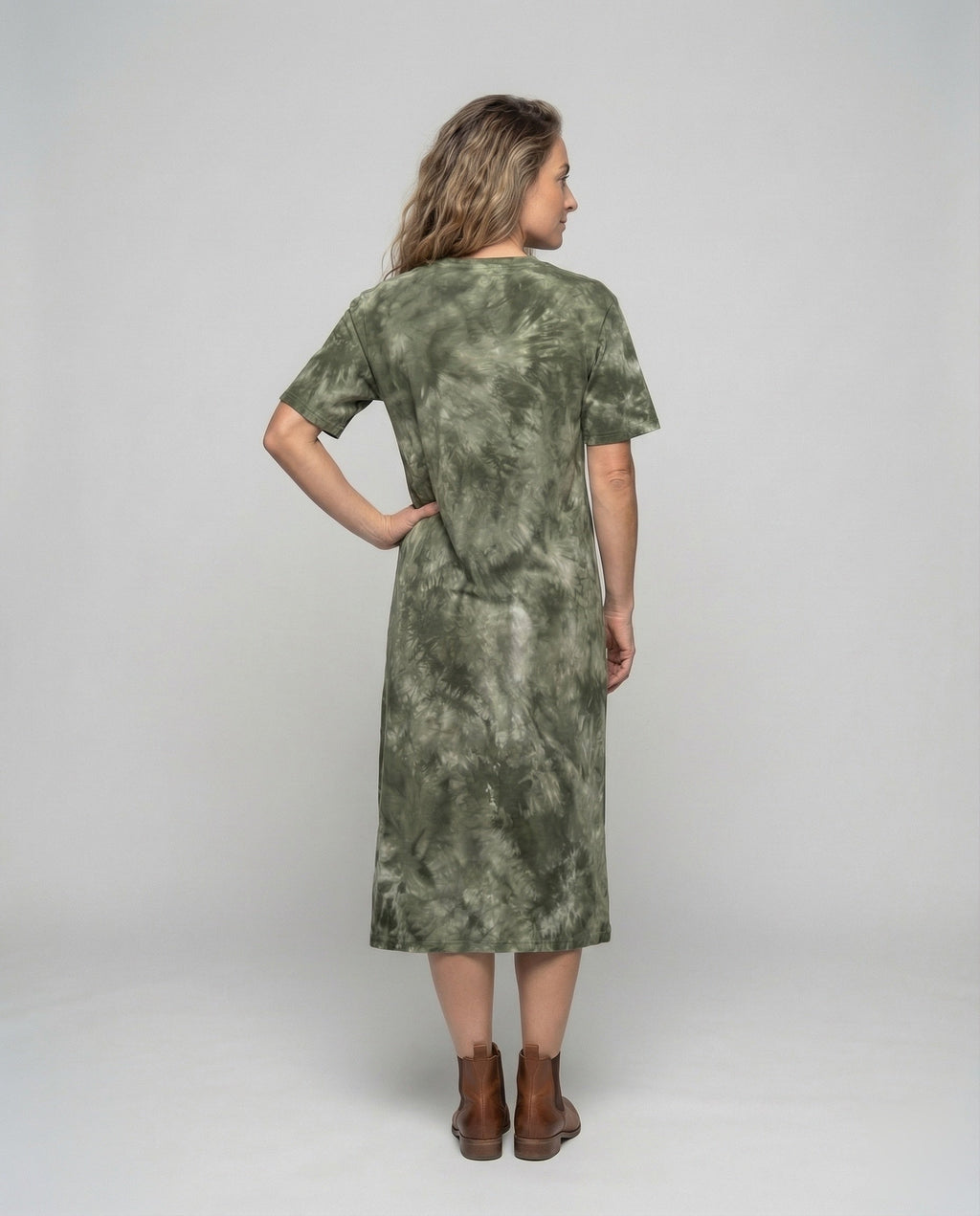 Women's Maxi Jersey Dress with Batik Effect - Back View