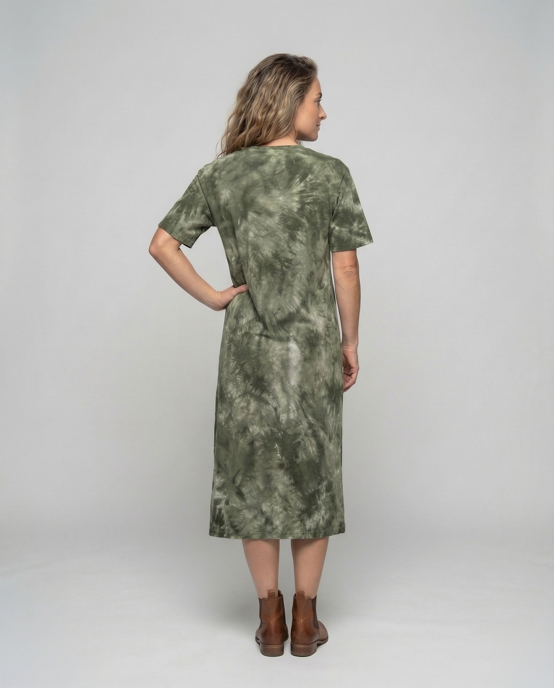Women's Maxi Jersey Dress with Batik Effect - Back View