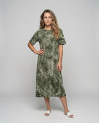Women's Maxi Jersey Dress with Batik Effect - Front View