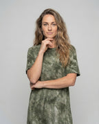 Women's Maxi Jersey Dress with Batik Effect - Upper Body View