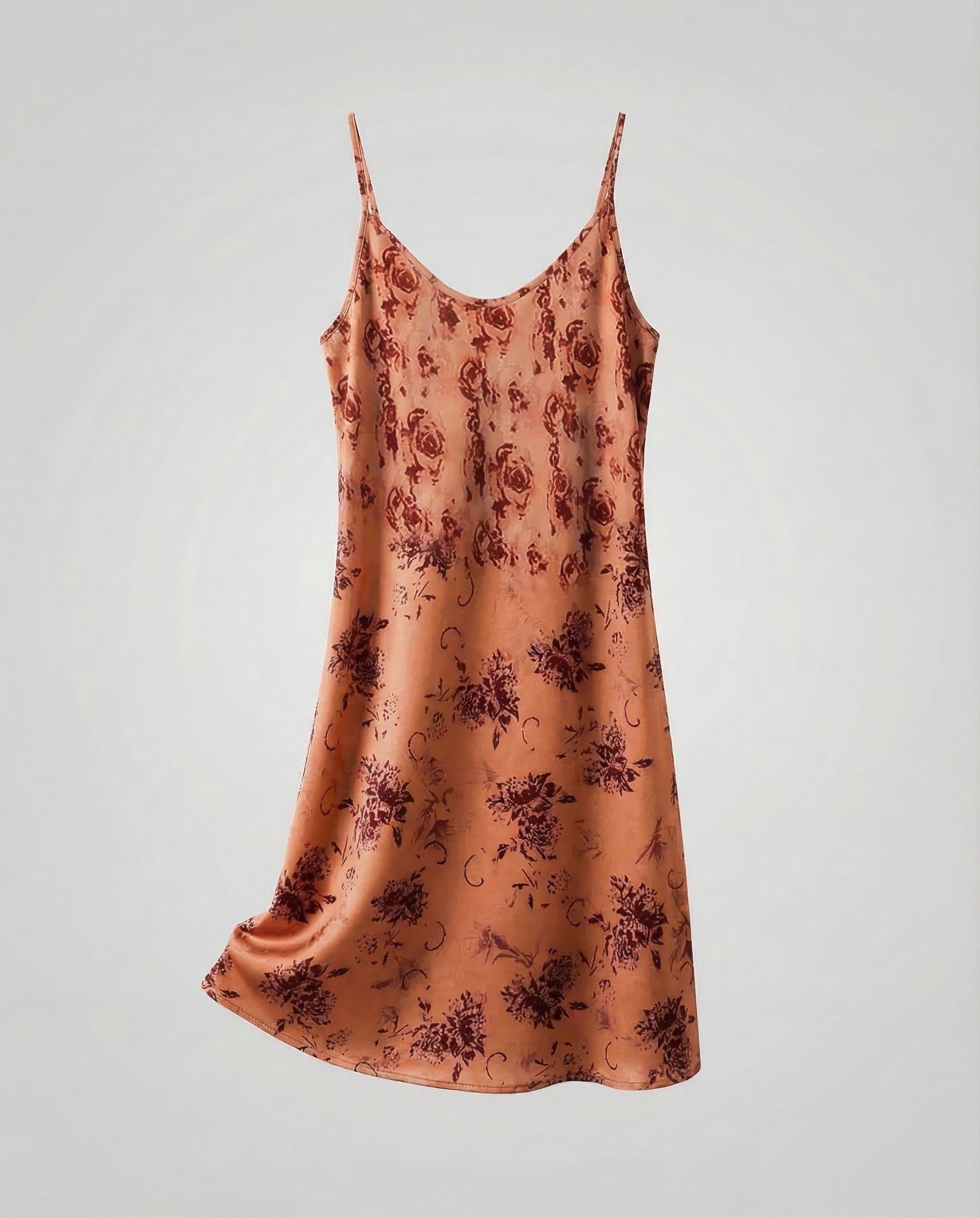 Women's Satin Slip Dress with Floral Pattern