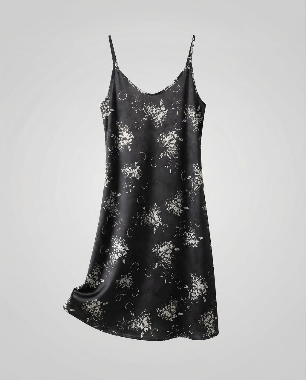 Women's Satin Slip Dress with Floral Pattern