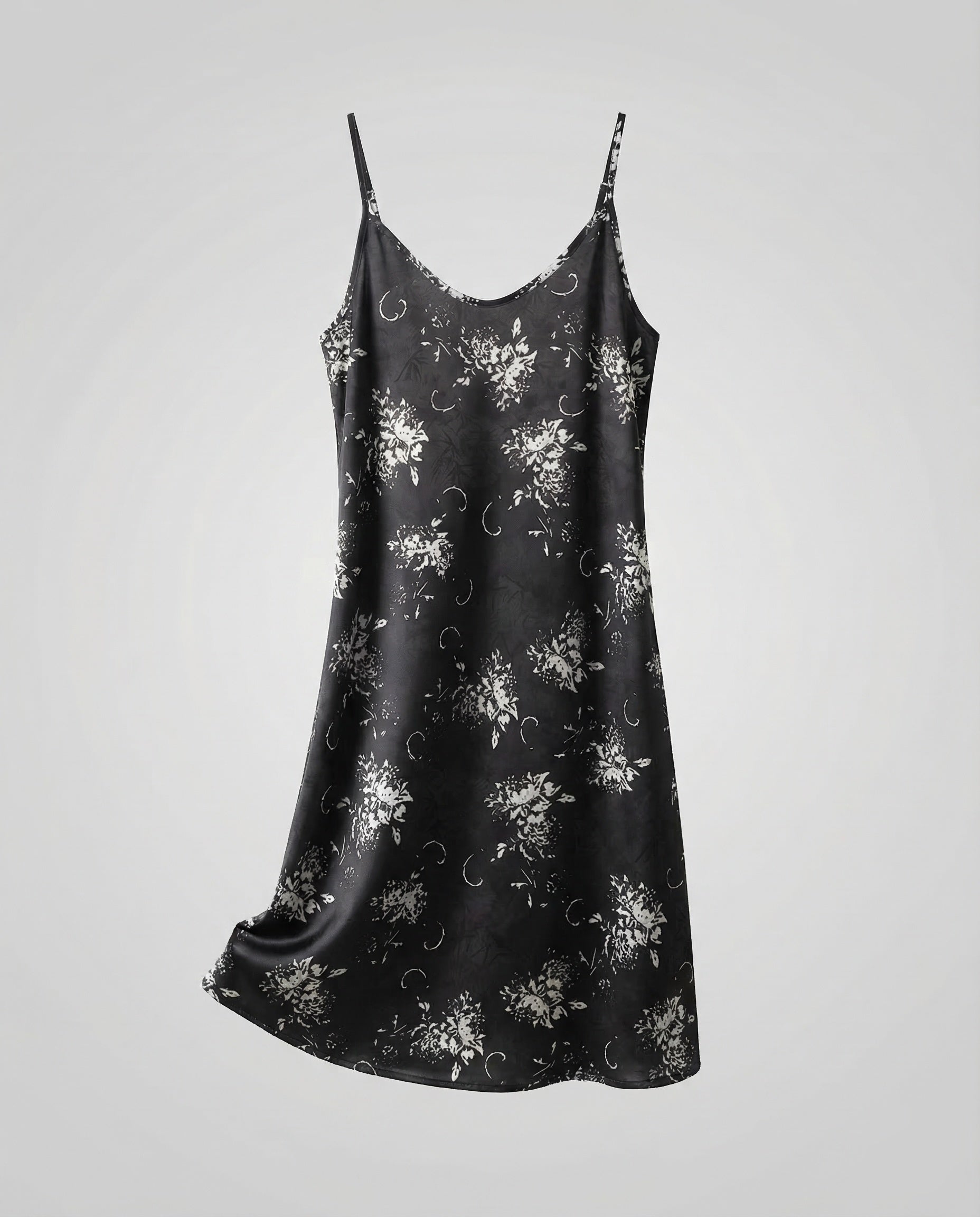 Women's Satin Slip Dress with Floral Pattern