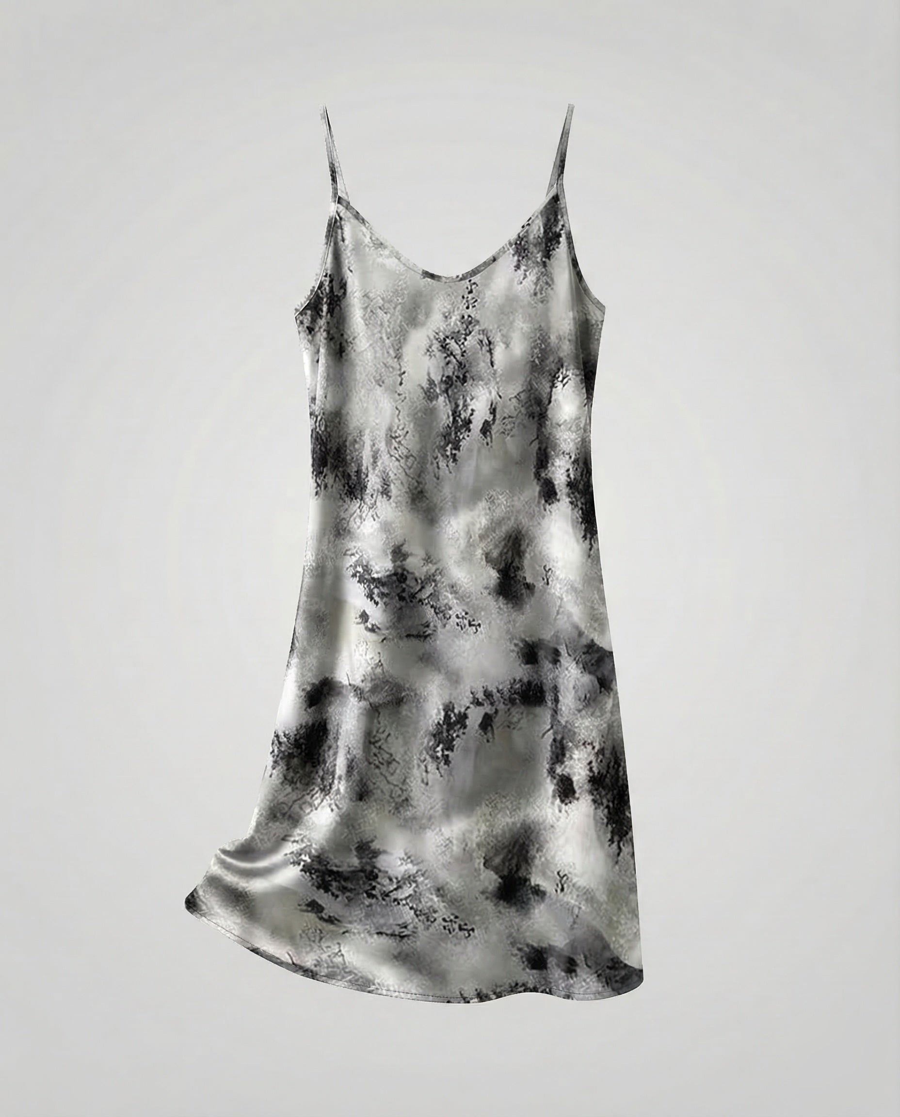 Women's Satin Slip Dress with Floral Pattern