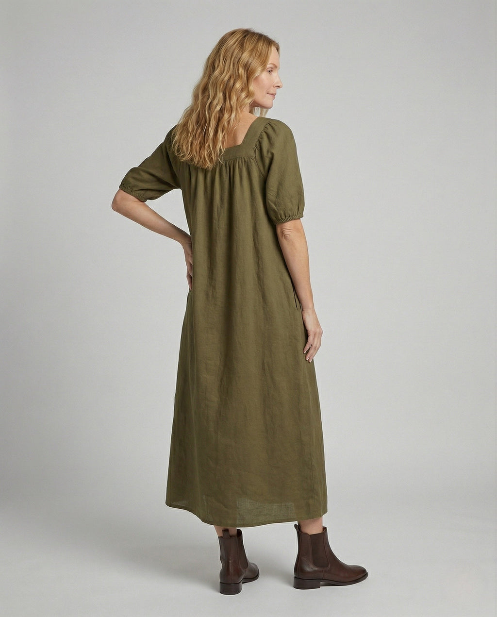 Women's Maxi Dress with Square Neckline - Back View