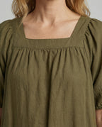 Women's Maxi Dress with Square Neckline - Close-Up Detail